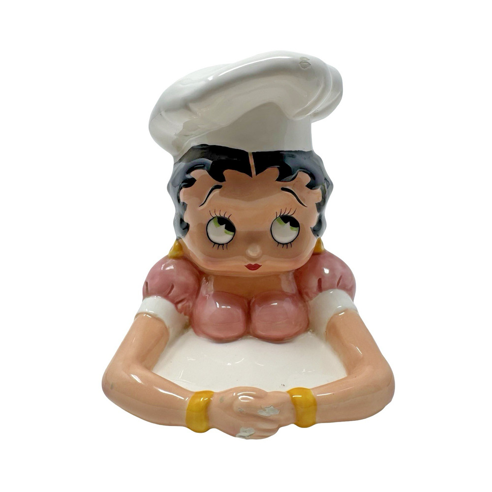 Betty Boop Salt And Pepper Shaker Holder 1995 Vandor Pelzman Chef Flaws Read